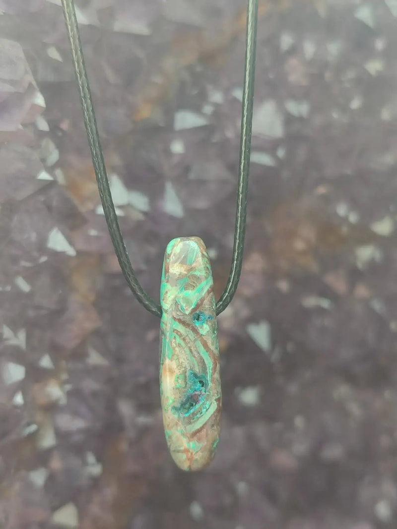 Chargez l'image dans la visionneuse de la galerie, Chrysocolle-Malachite Authentique de RDC - Pendentif - Grade Prémium Chrysocolle-Malachite pendentif
