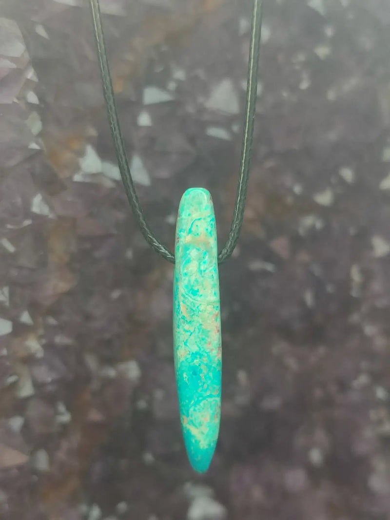 Chargez l'image dans la visionneuse de la galerie, Chrysocolle-Malachite Authentique de RDC - Pendentif - Grade Prémium Chrysocolle-Malachite pendentif
