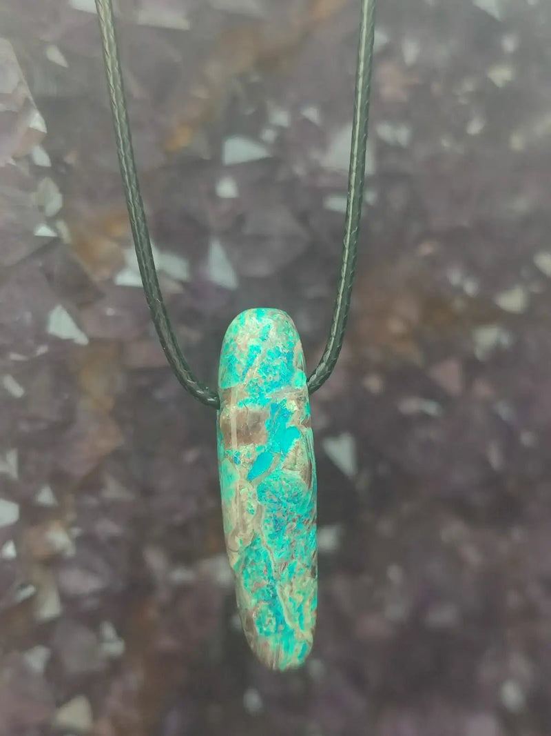 Load image into Gallery viewer, Chrysocolle-Malachite Authentique de RDC - Pendentif - Grade Prémium Chrysocolle-Malachite pendentif
