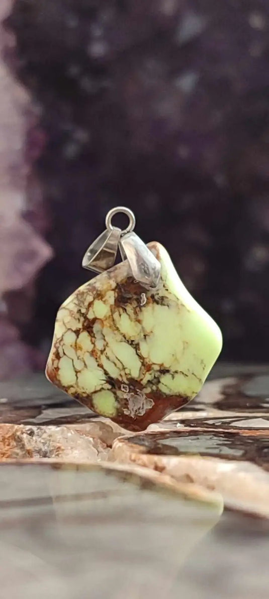 Chrysoprase citron d’Australie pendentif Grade A++++ (fourni avec cordon) Chrysoprase citron pendentif