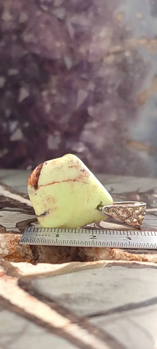 Chrysoprase citron d’Australie pendentif Grade A++++ (fourni avec cordon) Chrysoprase citron pendentif