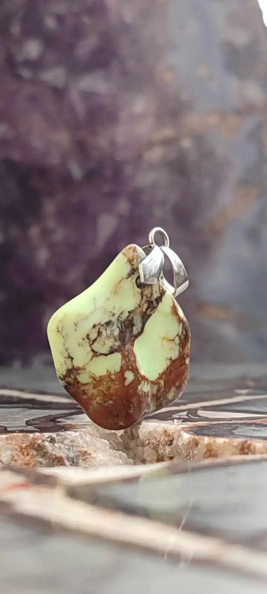 Chrysoprase citron d’Australie pendentif Grade A++++ (fourni avec cordon) Chrysoprase citron pendentif