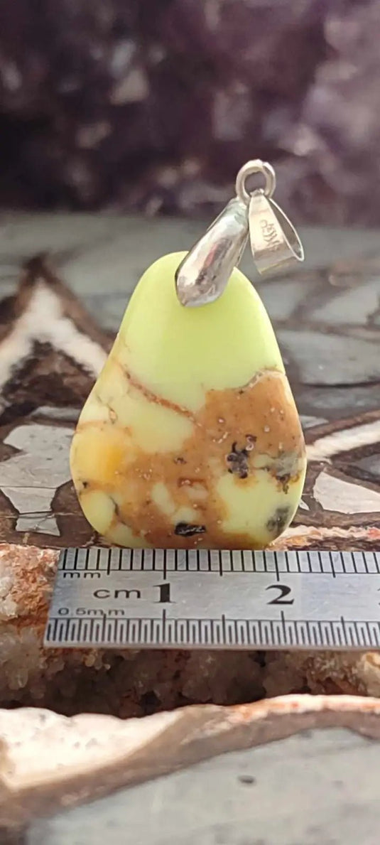 Chrysoprase citron d’Australie pendentif Grade A++++ (fourni avec cordon) Chrysoprase citron pendentif
