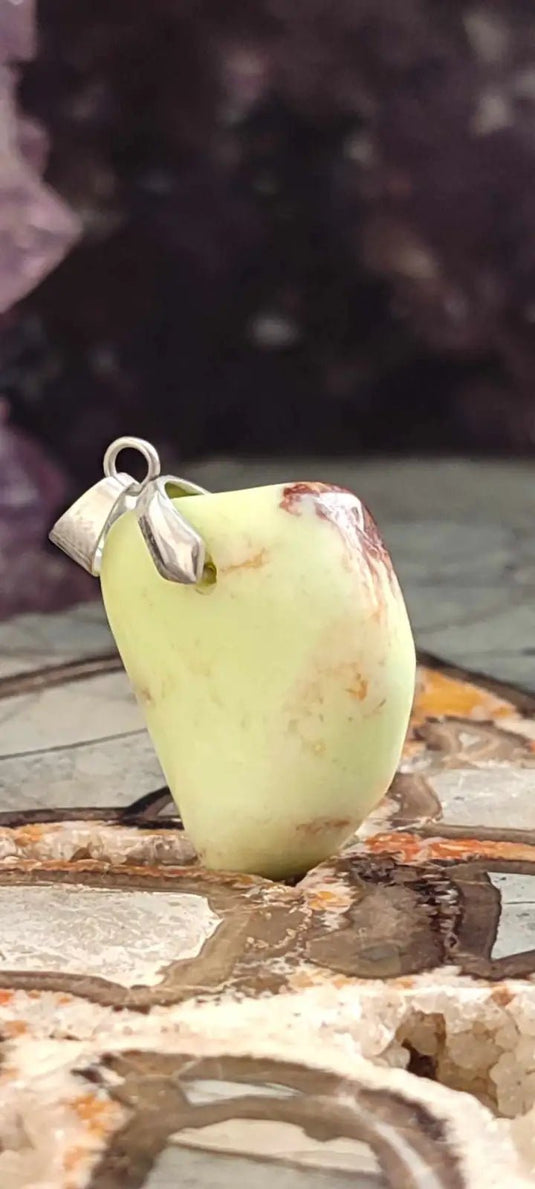 Chrysoprase citron d’Australie pendentifs Grade A++++ (fourni avec cordon) Chrysoprase citron pendentif