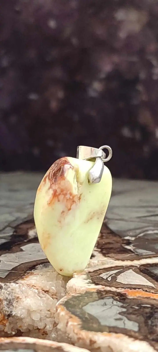 Chrysoprase citron d’Australie pendentifs Grade A++++ (fourni avec cordon) Chrysoprase citron pendentif