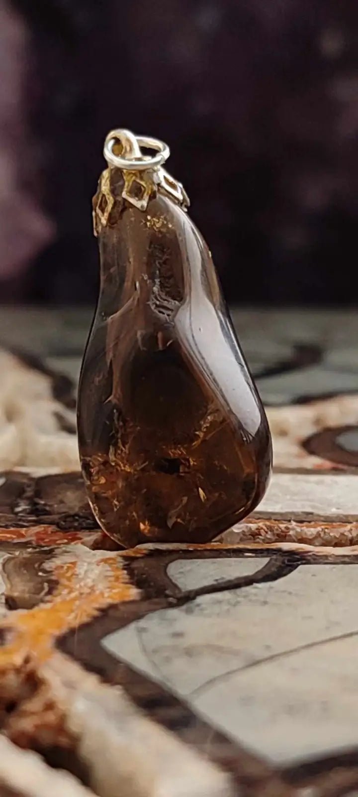 Load image into Gallery viewer, Citrine fumée naturelle et véritable du Brésil pendentif Grade A++++ (fourni avec cordon) Citrine naturelle pendentif
