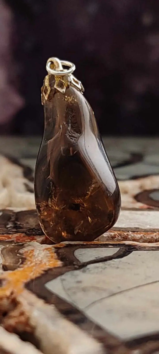 Citrine fumée naturelle et véritable du Brésil pendentif Grade A++++ (fourni avec cordon) Citrine naturelle pendentif