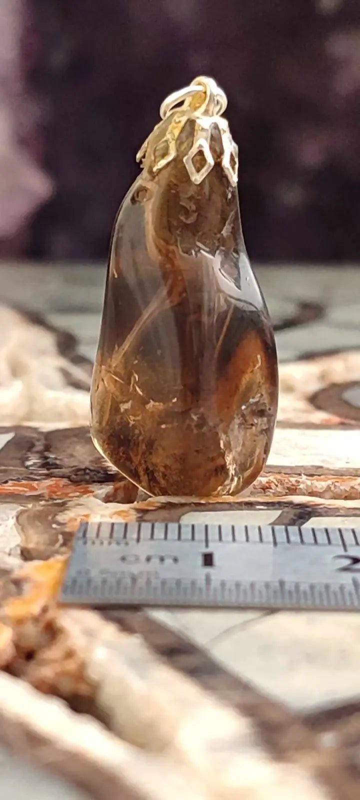 Load image into Gallery viewer, Citrine fumée naturelle et véritable du Brésil pendentif Grade A++++ (fourni avec cordon) Citrine naturelle pendentif
