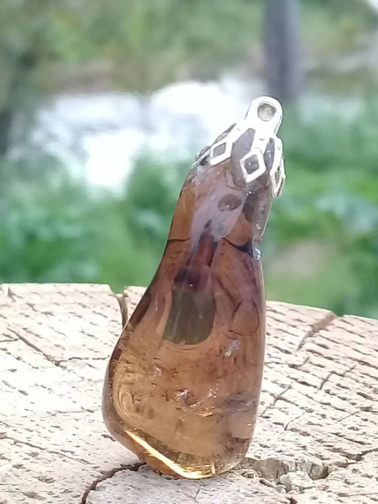 Citrine fumée naturelle et véritable du Brésil pendentif Grade A++++ (fourni avec cordon) Citrine naturelle pendentif