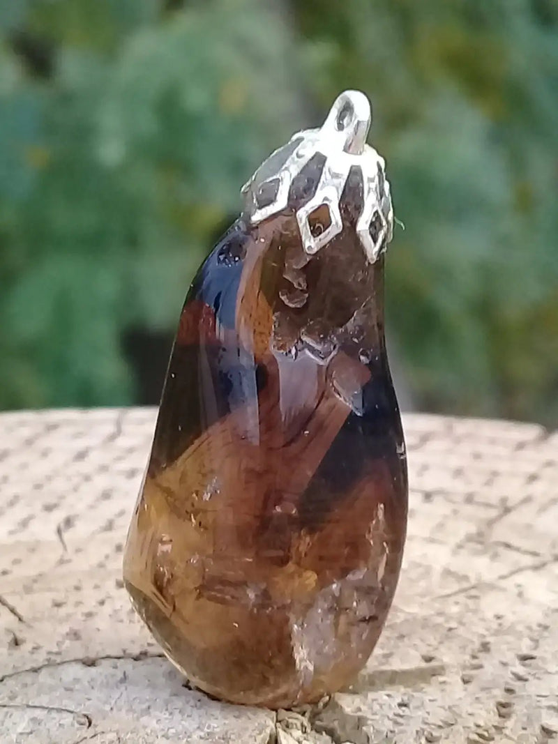 Load image into Gallery viewer, Citrine fumée naturelle et véritable du Brésil pendentif Grade A++++ (fourni avec cordon) Citrine naturelle pendentif
