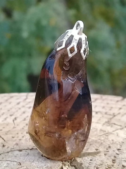 Citrine fumée naturelle et véritable du Brésil pendentif Grade A++++ (fourni avec cordon) Citrine naturelle pendentif