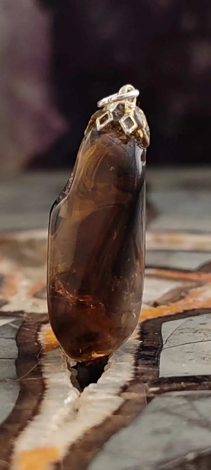 Load image into Gallery viewer, Citrine fumée naturelle et véritable du Brésil pendentif Grade A++++ (fourni avec cordon) Citrine naturelle pendentif
