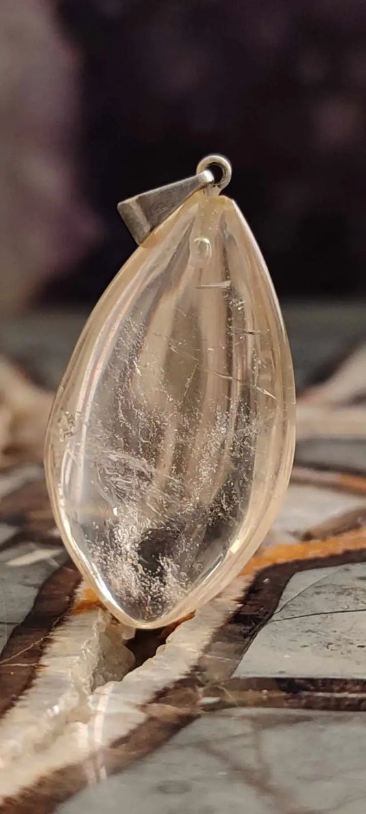 Citrine naturelle et véritable du Brésil pendentif Grade A++++ (fourni avec cordon) Citrine naturelle pendentif