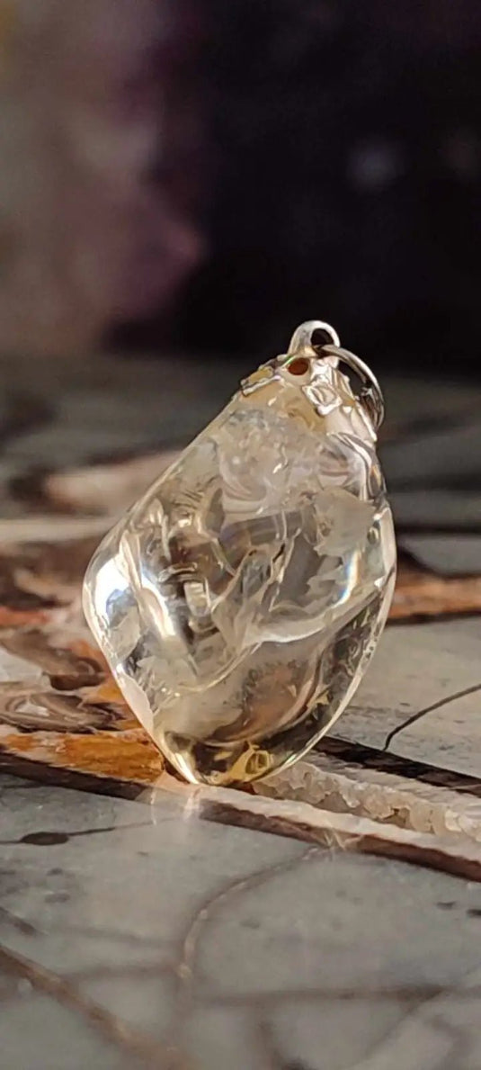 Citrine naturelle et véritable du Brésil pendentif Grade A++++ (fourni avec cordon) Citrine naturelle pendentif