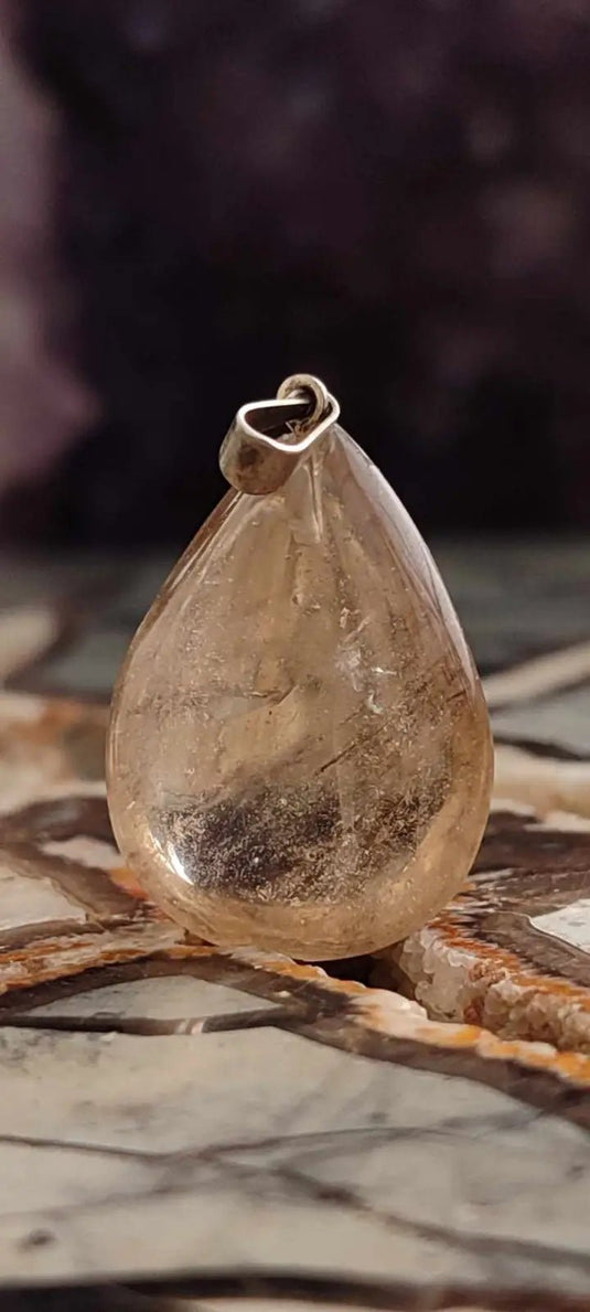 Citrine naturelle et véritable du Brésil pendentif Grade A++++ (fourni avec cordon) Citrine naturelle pendentif