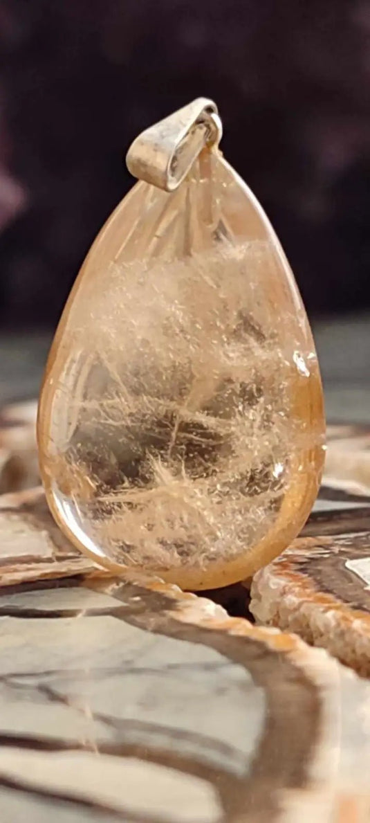 Citrine naturelle et véritable du Brésil pendentif Grade A++++ (fourni avec cordon) Citrine naturelle pendentif