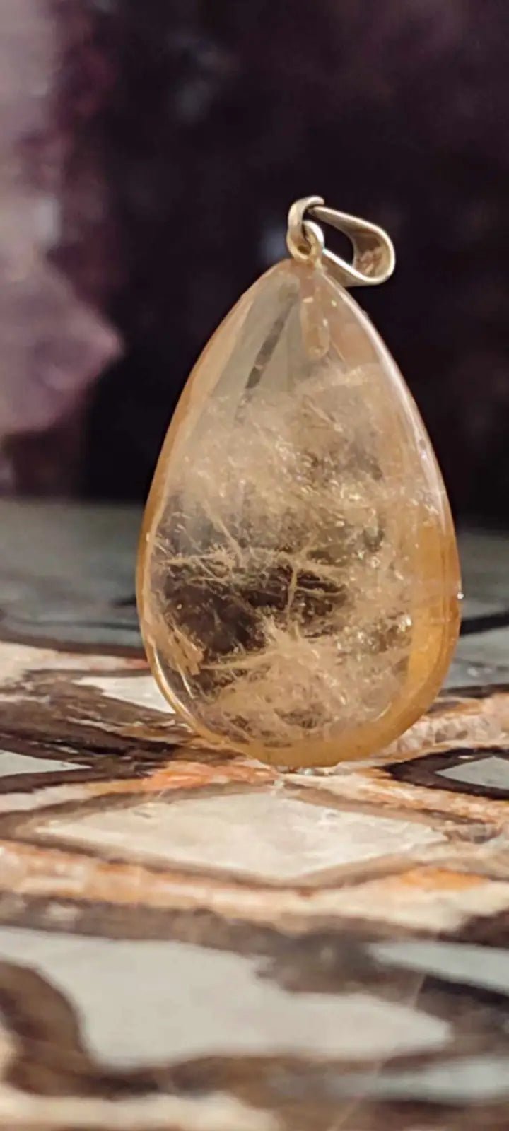 Load image into Gallery viewer, Citrine naturelle et véritable du Brésil pendentif Grade A++++ (fourni avec cordon) Citrine naturelle pendentif
