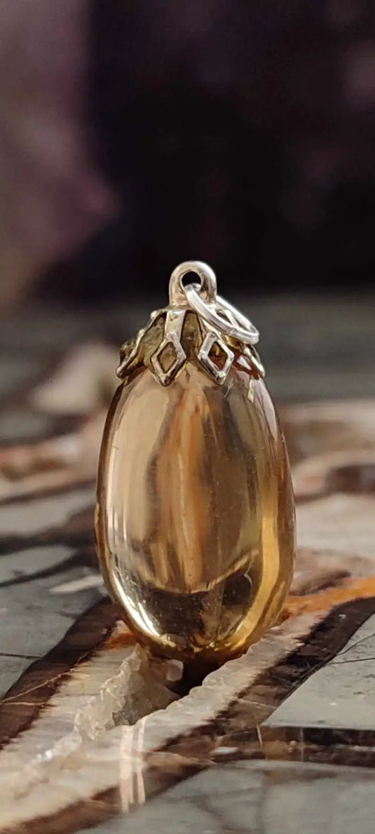 Citrine naturelle et véritable du Brésil pendentif Grade A++++ (fourni avec cordon) Citrine naturelle pendentif