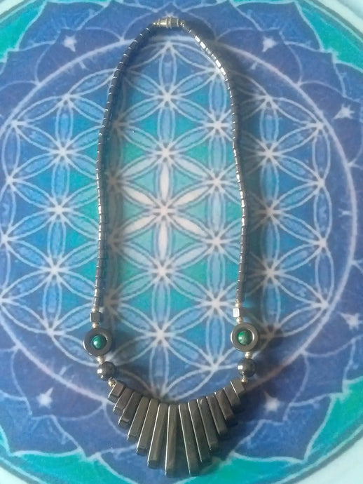 Collier en Hématite et Chrysocolle Grade A ++++