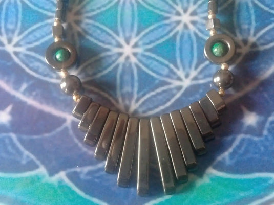 Collier en Hématite et Chrysocolle Grade A ++++