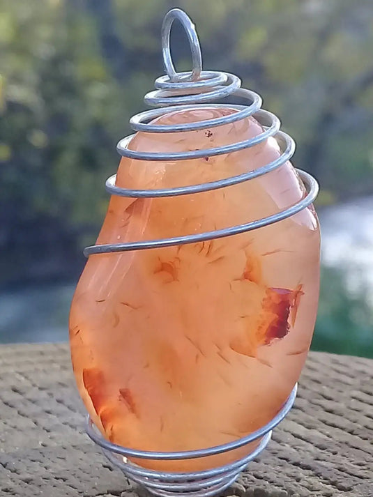 Cornaline du Brésil pendentif Grade A ++++ (Fourni avec cage & cordon) Cornaline pendentif