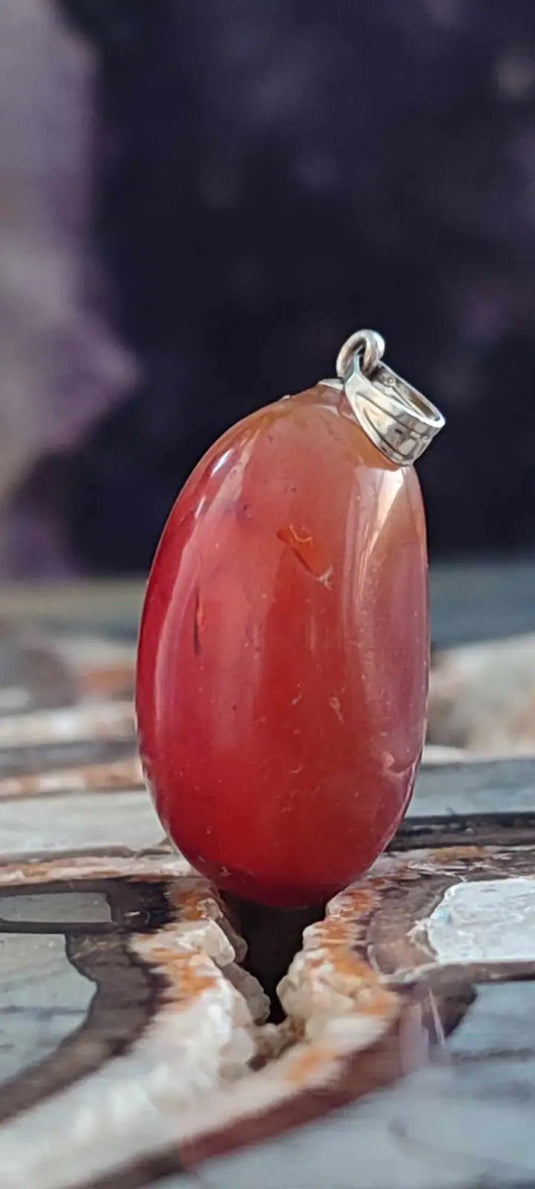 Cornaline du Brésil pendentif Grade A++++ (fourni avec cordon) Cornaline pendentif