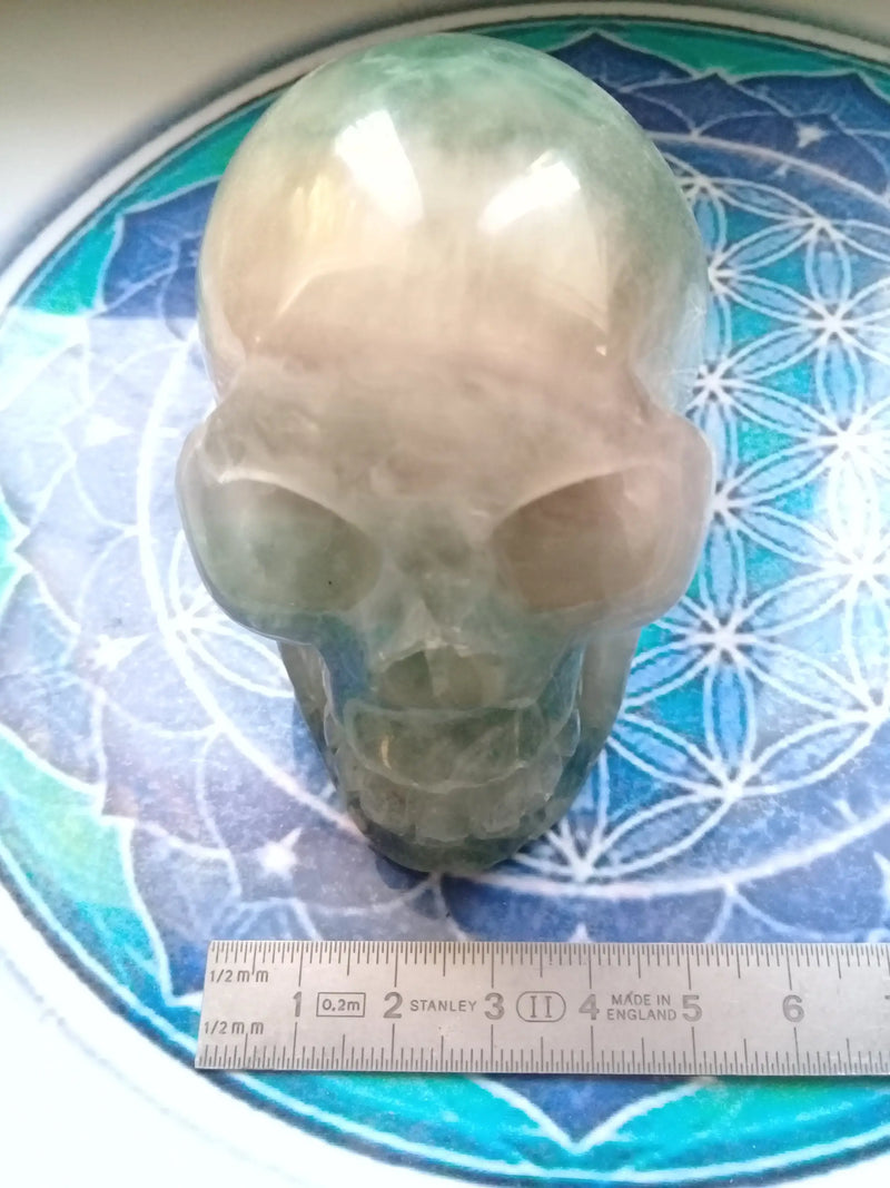Load image into Gallery viewer, Crâne en Fluorite verte Grade A ++++ Crâne en Fluorite verte Dans la besace du p&#39;tit Poucet...   
