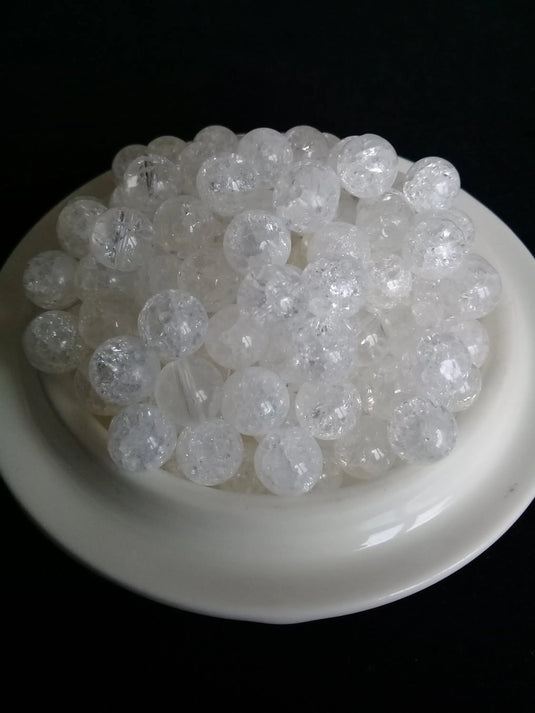 Cristal craquelé d’Himalaya perle Grade A++++ Prix perle à l’unité Cristal craquelé perles 8mm Dans la besace du p'tit Poucet Diamètre 8mm  