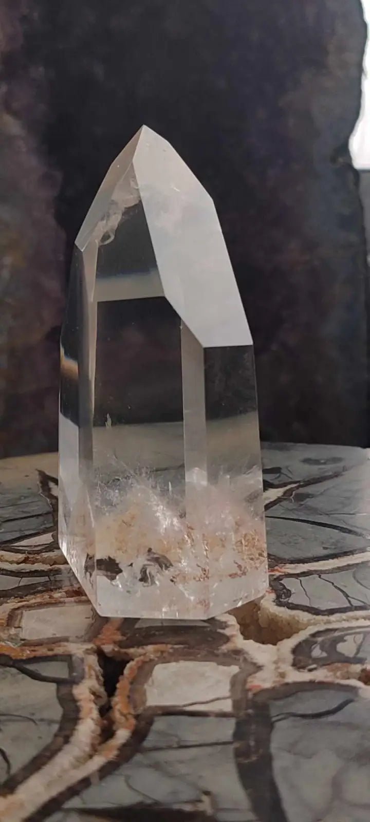 Load image into Gallery viewer, Cristal de roche du Brésil à inclusion fantôme colonne Grade A++++ Cristal de roche à inclusion fantôme
