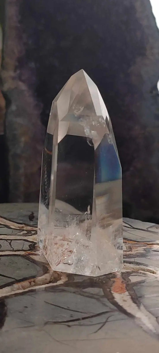 Cristal de roche du Brésil à inclusion fantôme colonne Grade A++++ Cristal de roche à inclusion fantôme