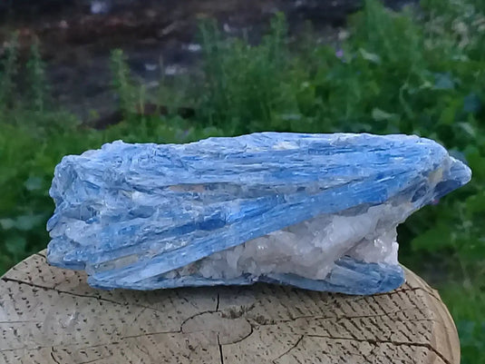 Cyanite ou Dysthène bleue du Brésil sur Quartz pierre brute Grade A++ Cyanite bleue ou Dysthène bleue du Brésil pierre brute