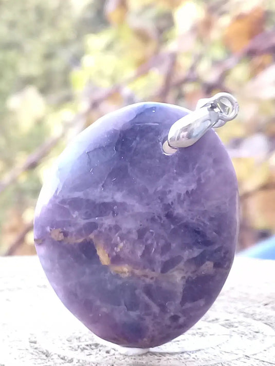 Fluorite violette de France pendentif Grade A++++ Fourni avec cordon Fluorite violette de France pendentif