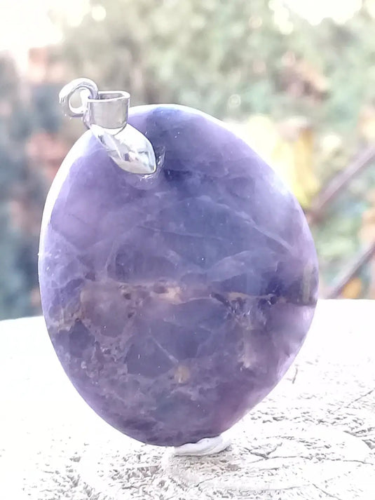 Fluorite violette de France pendentif Grade A++++ Fourni avec cordon Fluorite violette de France pendentif