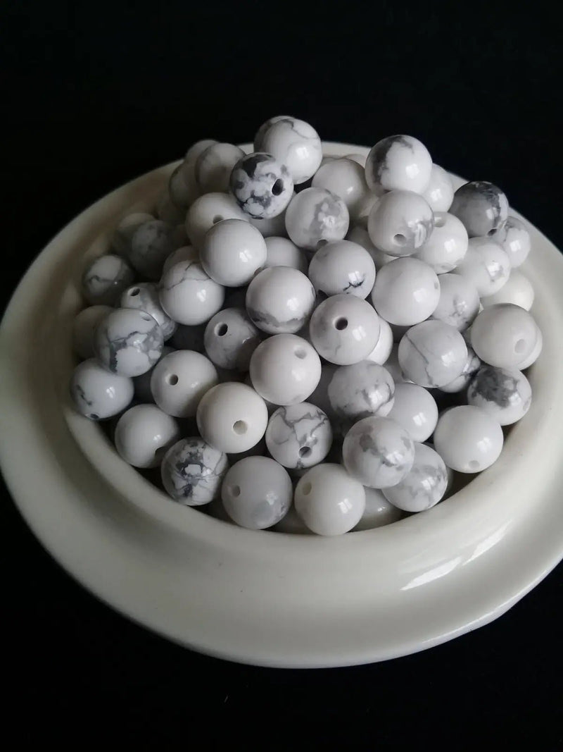 Load image into Gallery viewer, Howlite du Brésil perle Grade A++++ Prix perle à l’unité Diamètre 8mm Howlite perles 8mm
