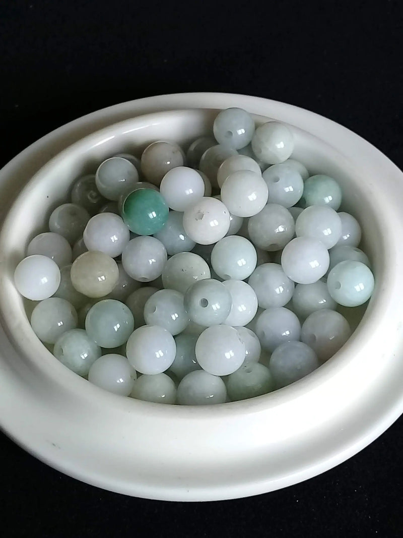 Загрузить изображение в просмотрщик галереи, Jade de Birmanie perle Grade A++++ Prix perle à l’unité Jade de Birmanie perles 8mm Dans la besace du p&#39;tit Poucet   
