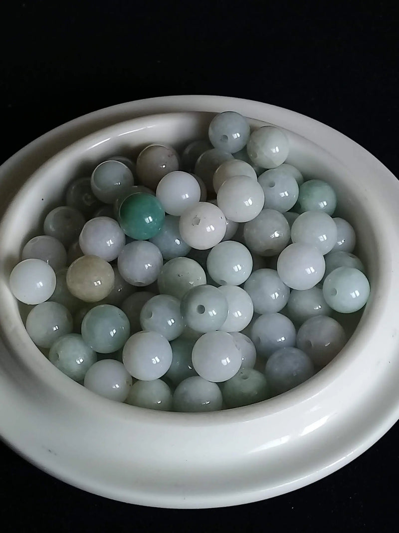 Chargez l&#39;image dans la visionneuse de la galerie, Jade de Birmanie perle Grade A++++ Prix perle à l’unité Jade de Birmanie perles 8mm Dans la besace du p&#39;tit Poucet   
