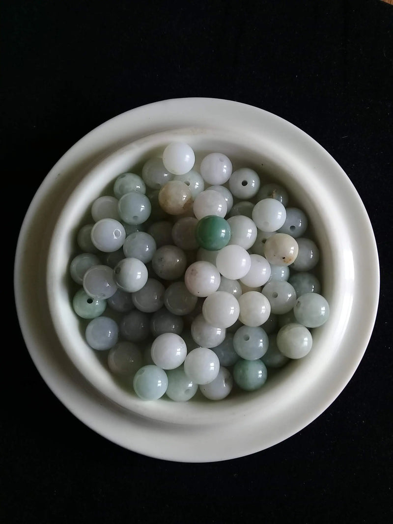 Cargue la imagen en el visor de la galería, Jade de Birmanie perle Grade A++++ Prix perle à l’unité Jade de Birmanie perles 8mm Dans la besace du p&#39;tit Poucet   
