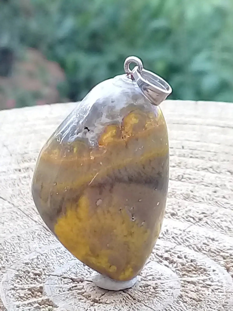 Load image into Gallery viewer, Jaspe Bourdon ou Jaspe Bumble-Bee pendentif Grade A+++ Rare Fourni avec cordon Jaspe Bourdon ou Jaspe Bumble-Bee pendentif
