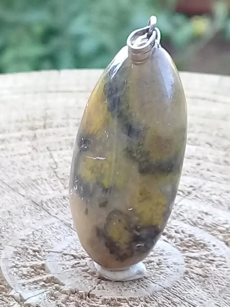 Load image into Gallery viewer, Jaspe Bourdon ou Jaspe Bumble-Bee pendentif Grade A+++ Rare Fourni avec cordon Jaspe Bourdon ou Jaspe Bumble-Bee pendentif
