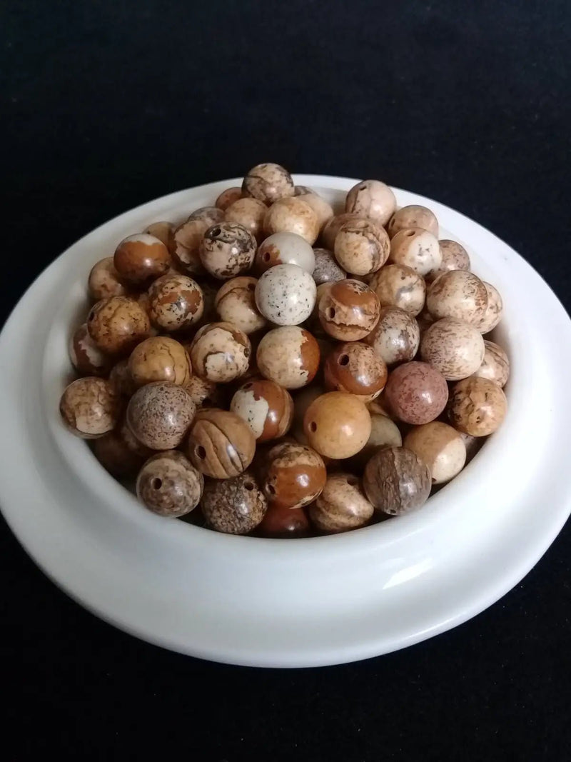 Load image into Gallery viewer, Jaspe paysage d’Uruguay perle Grade A++++ Prix perle à l’unité Diamètre 8mm Jaspe paysage d’Uruguay perles 8mm
