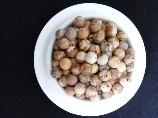 Jaspe paysage d’Uruguay perle Grade A++++ Prix perle à l’unité Diamètre 8mm Jaspe paysage d’Uruguay perles 8mm