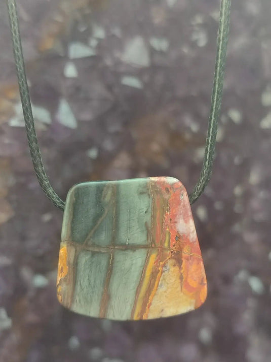 Jaspe Picasso du Mexique - Cabochon Pendentif - Grade Premium Jaspe Picasso pendentif