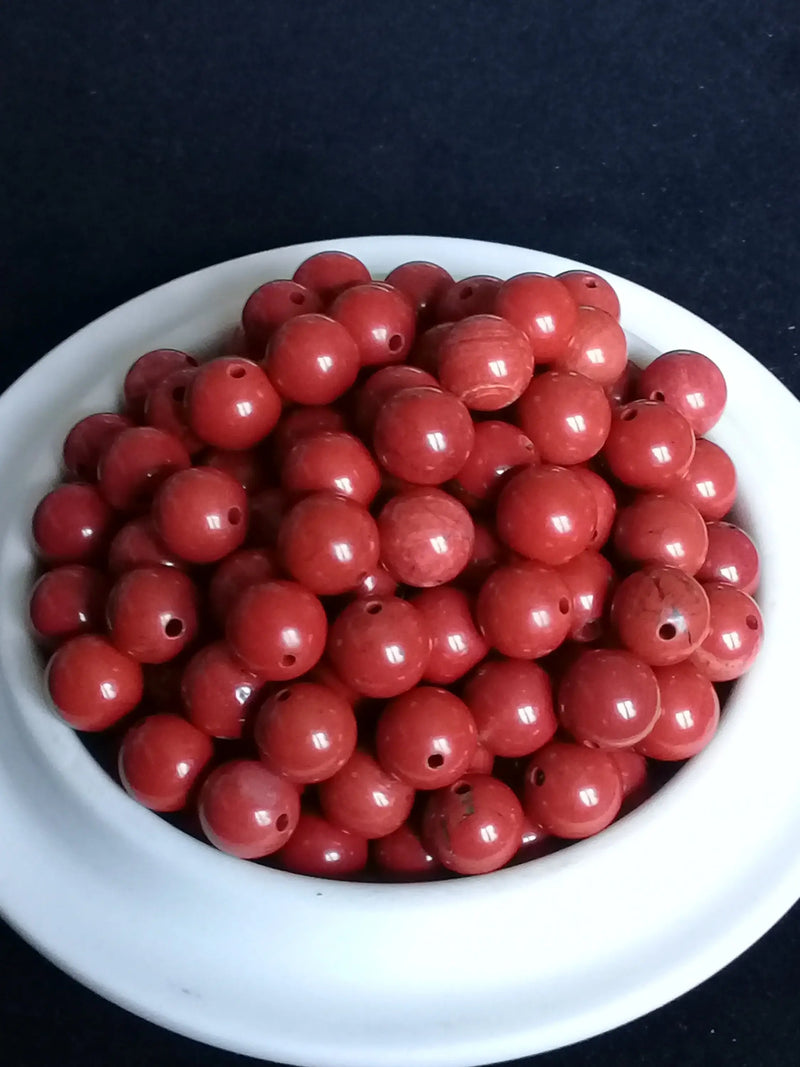 Load image into Gallery viewer, Jaspe rouge d’Autriche perle Grade A++++ Prix perle à l’unité Jaspe rouge perles 8mm Dans la besace du p&#39;tit Poucet Diamètre 8mm  
