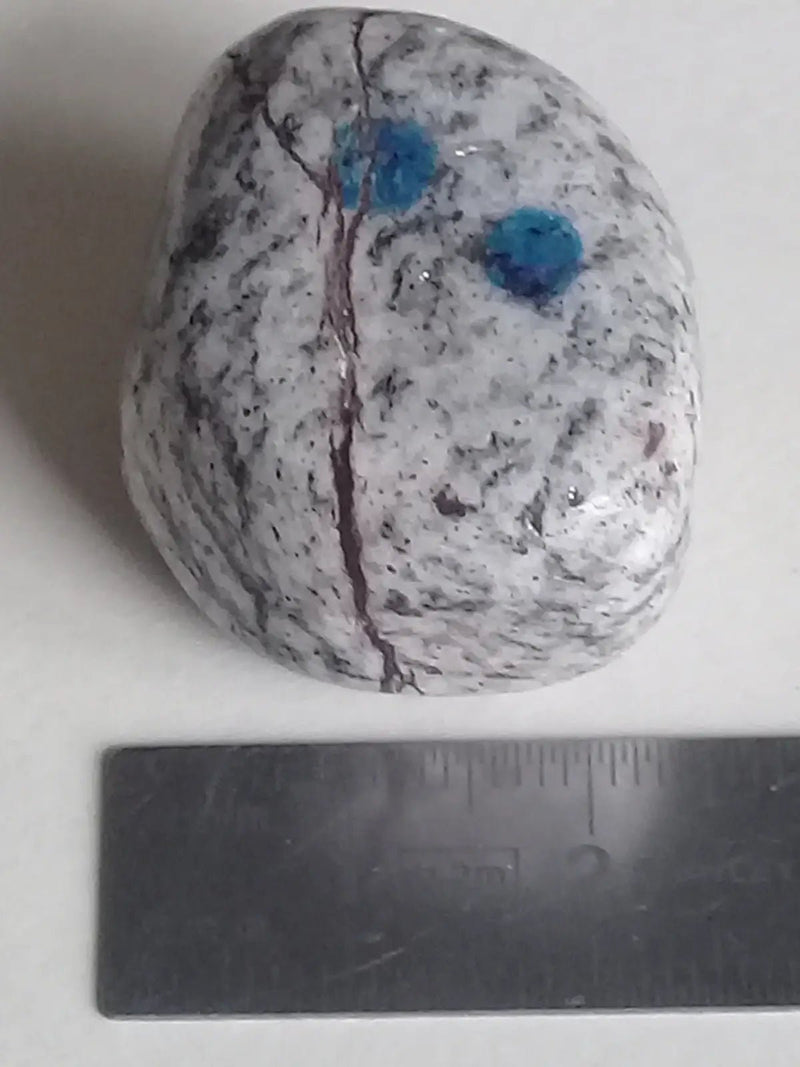 Load image into Gallery viewer, K-2 ’Kétonite’ (Azurite/ Malachite/ Granit/ Biotite) pierre roulée Grade A++++ Très rare K-2 Kétonite pierre roulée
