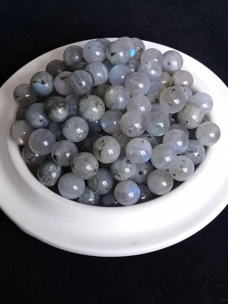 Cargue la imagen en el visor de la galería, Labradorite du Canada perle Grade A++++ Prix perle à l’unité Labradorite du Canada perle 8mm Dans la besace du p&#39;tit Poucet   
