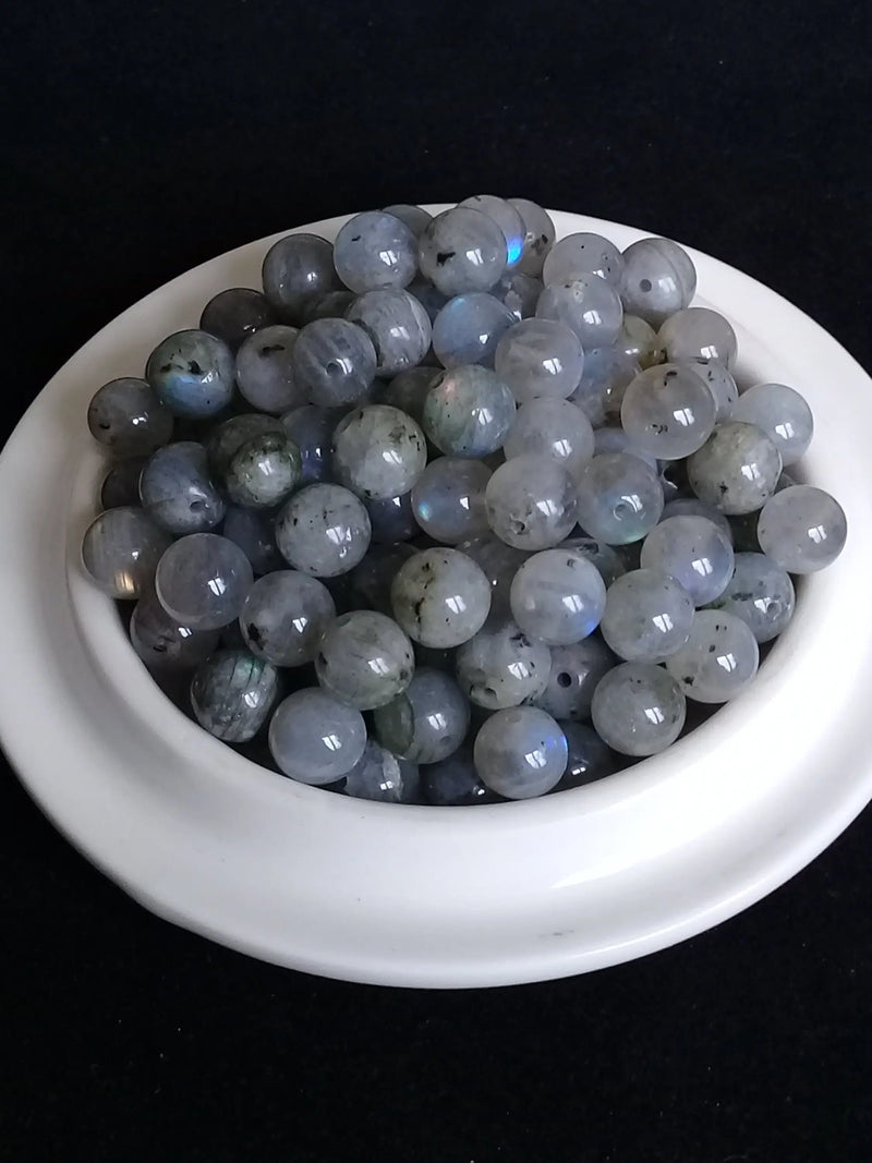 Загрузить изображение в просмотрщик галереи, Labradorite du Canada perle Grade A++++ Prix perle à l’unité Labradorite du Canada perle 8mm Dans la besace du p&#39;tit Poucet   
