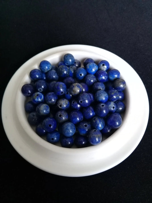 Lapis-lazuli d’Afghanistan perle Grade A++++ Prix perle à l’unité Lapis-lazuli d'Afghanistan perles 8mm Dans la besace du p'tit Poucet   