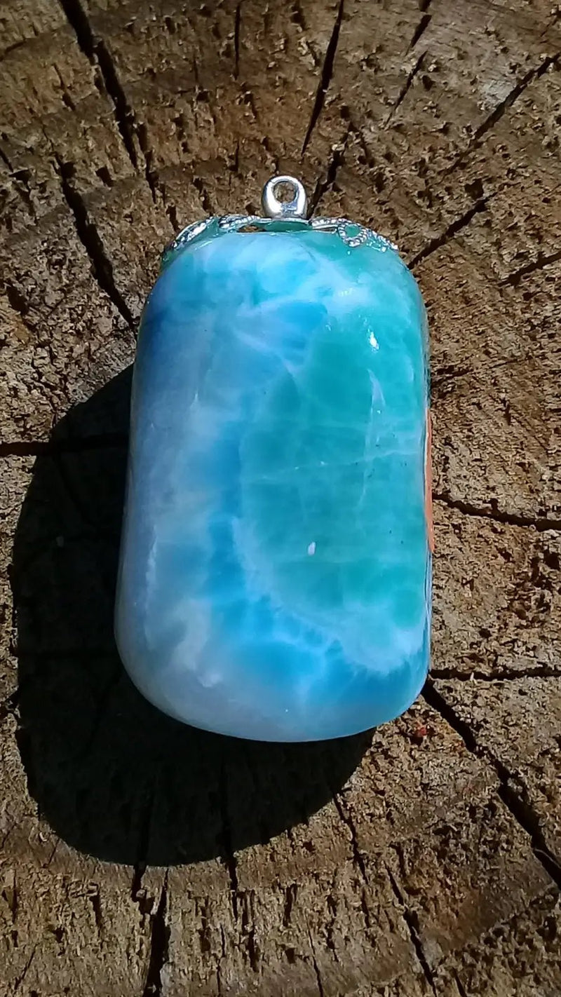 Chargez l'image dans la visionneuse de la galerie, Larimar de République Dominicaine pendentif Grade A ++++ Fourni avec cordon Pendentif Larimar
