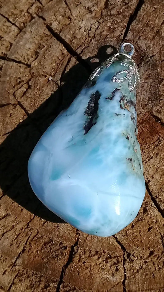 Larimar de République Dominicaine pendentif Grade A ++++ Fourni avec cordon Pendentif Larimar