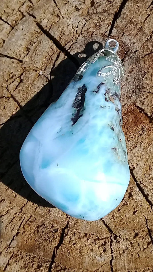 Larimar de République Dominicaine pendentif Grade A ++++ Fourni avec cordon Pendentif Larimar